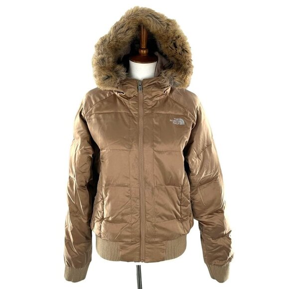 Vintage The North Face 550 Down Fill Gold Hooded Puffer Jacket